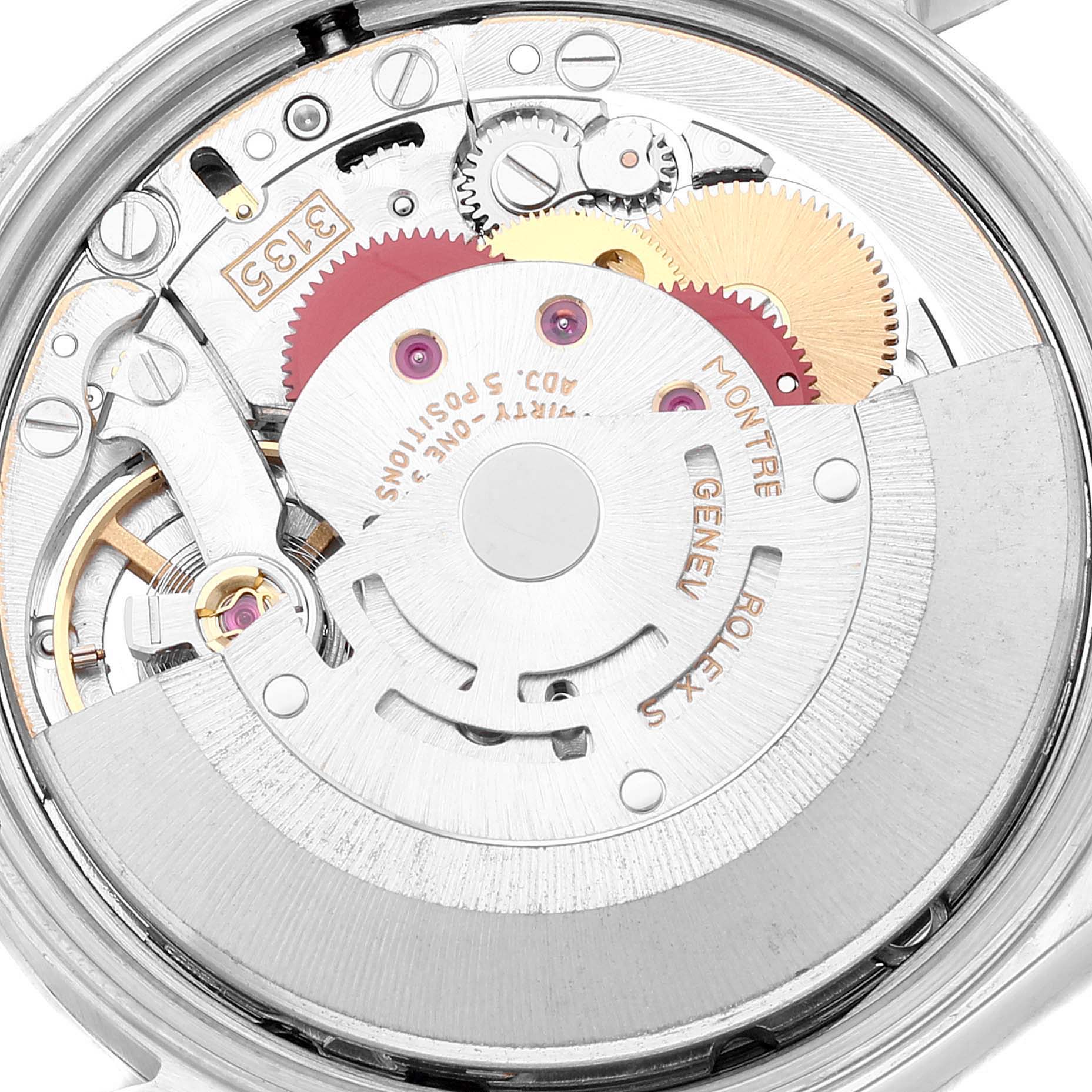 The image shows a close-up of the movement and internal mechanism of a Rolex Date 15200 Men
s Stainless Steel Black Dial 15200 Men
s Stainless Steel Black Dial model watch.