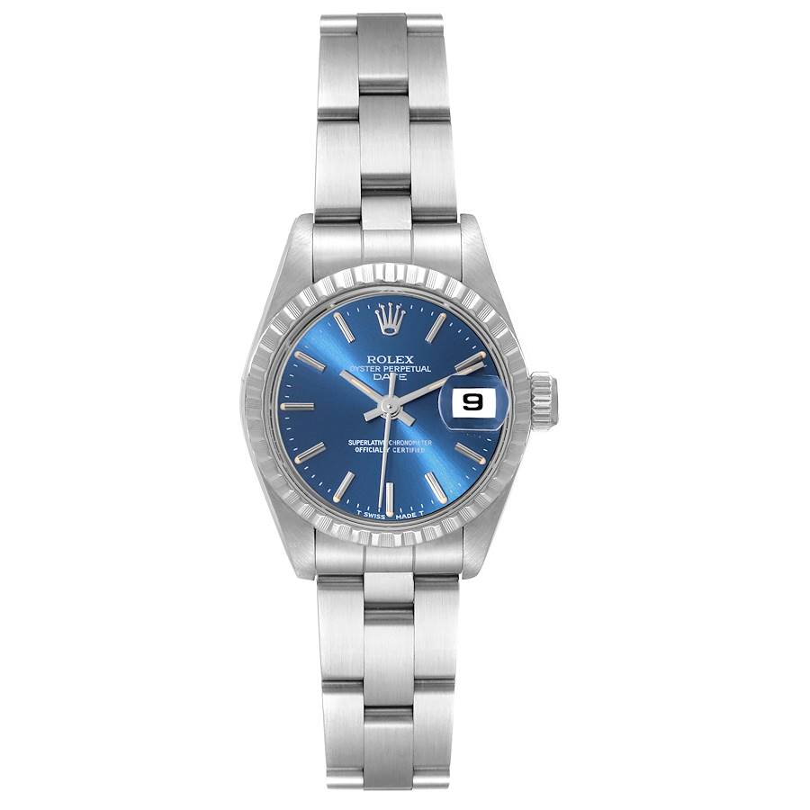 Rolex Date Blue Dial Oyster Bracelet Steel Ladies Watch 69240 SwissWatchExpo