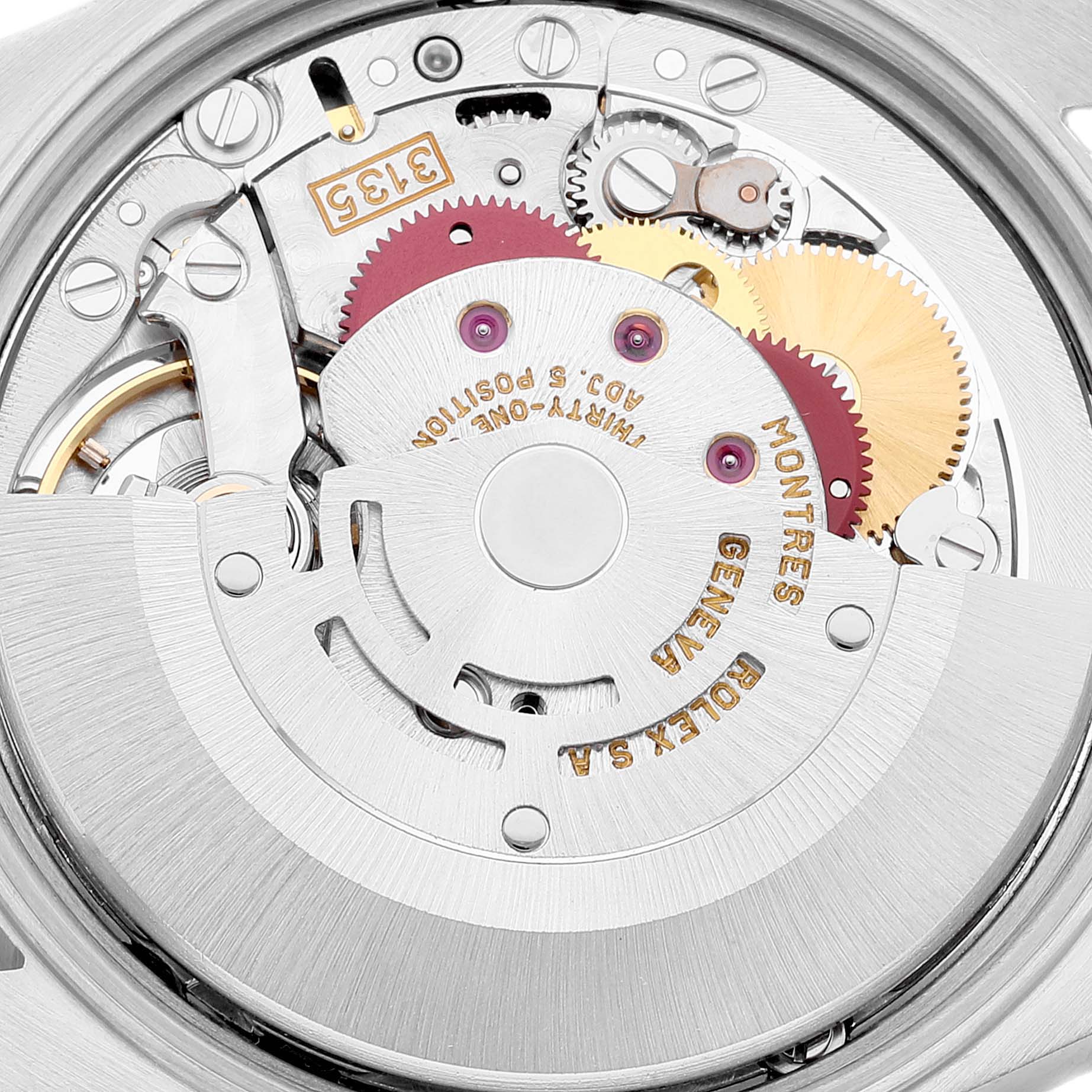This image shows the internal mechanism and movement of a Rolex Date 15200 Men
s Stainless Steel White Dial 15200 Men
s Stainless Steel White Dial model watch.