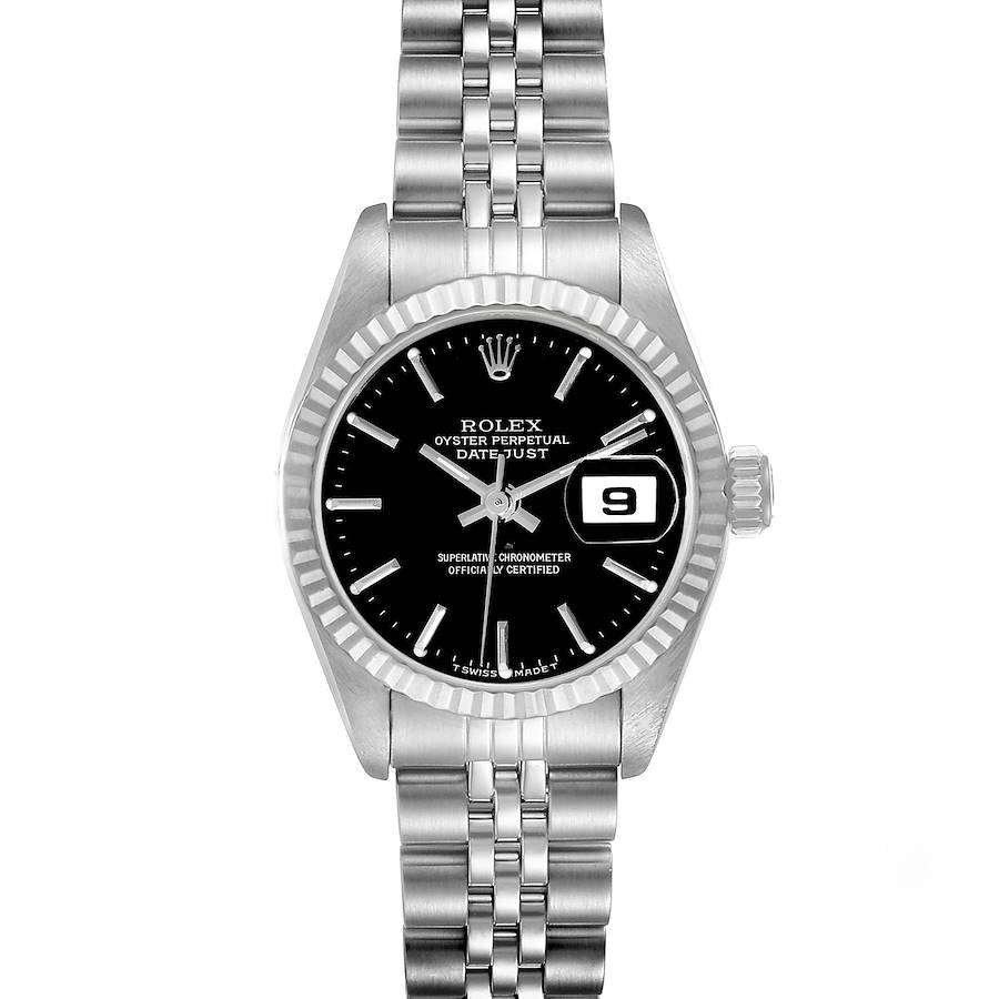 Rolex Datejust 26mm Steel White Gold Black Dial Ladies Watch 69174 SwissWatchExpo