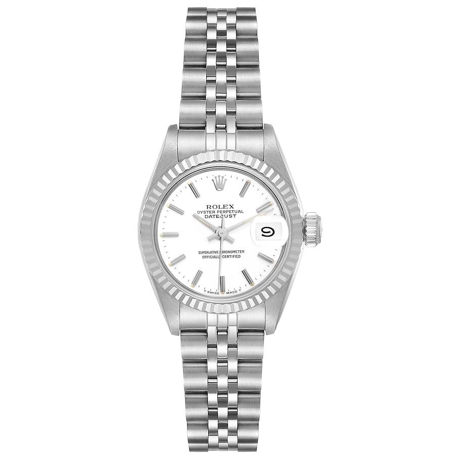 Rolex Datejust Steel White Gold Fluted Bezel Ladies Watch 69174 SwissWatchExpo