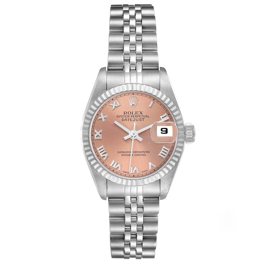 Rolex Datejust Steel White Gold Salmon Dial Ladies Watch 69174 Box Papers SwissWatchExpo