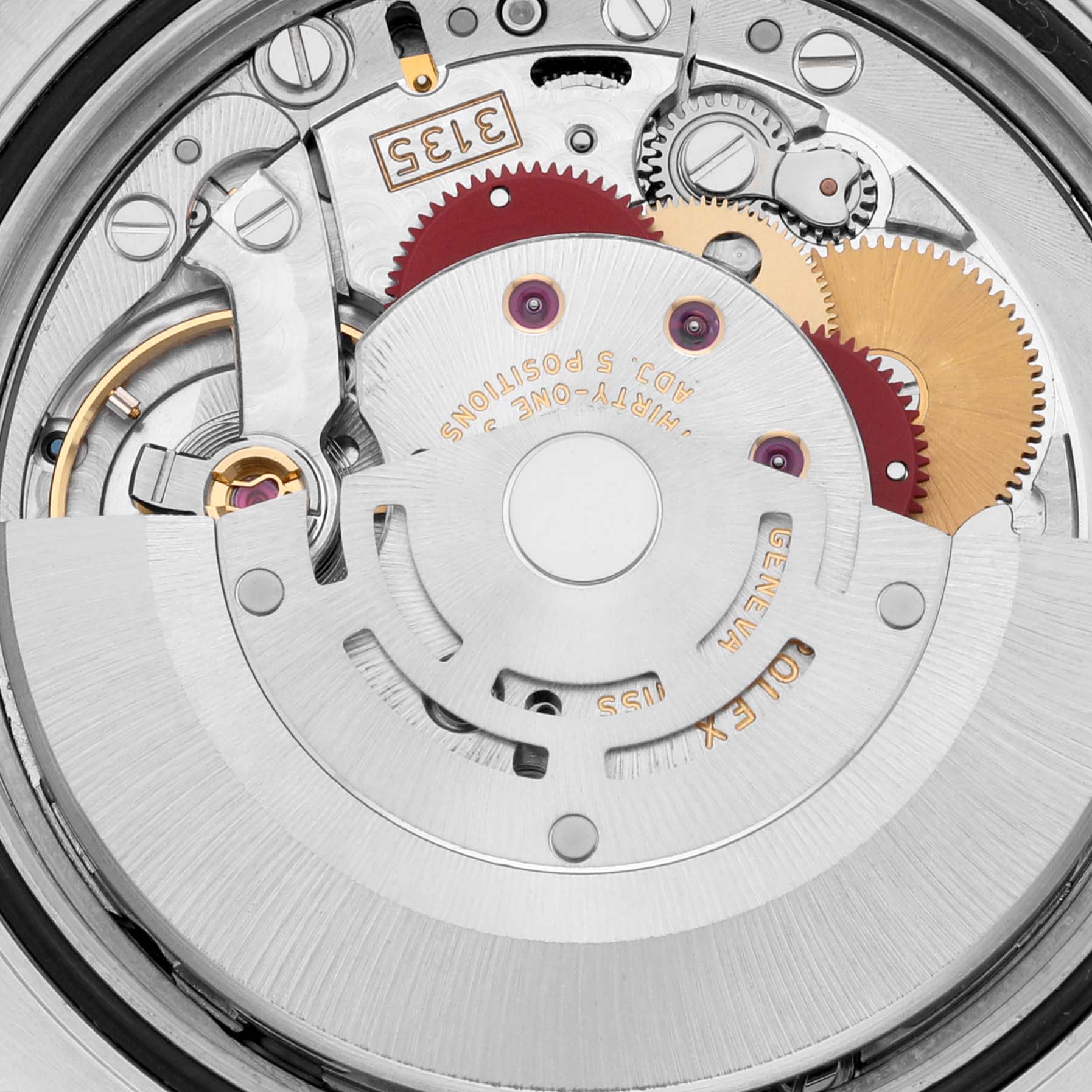 The image shows the intricate internal mechanism of the Rolex Turn-o-Graph 116264 Men's Stainless Steel Black Dial 116264 Men's Stainless Steel Black Dial watch from a close-up, top-down angle.