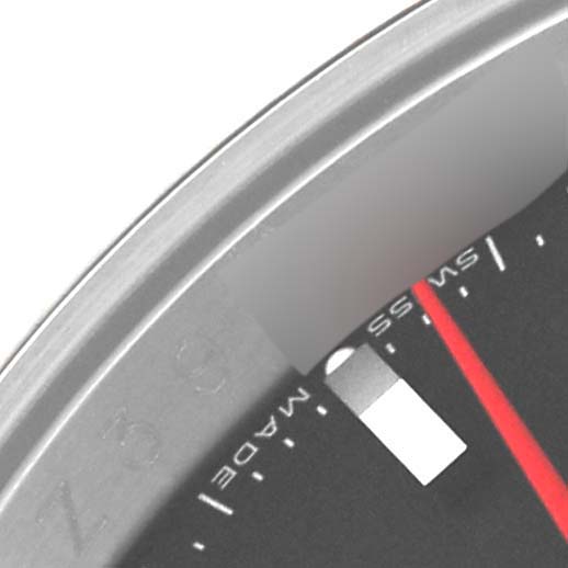 The image shows a close-up of the dial and bezel of a Rolex Turn-o-Graph 116264 Men's Stainless Steel Black Dial 116264 Men's Stainless Steel Black Dial watch.