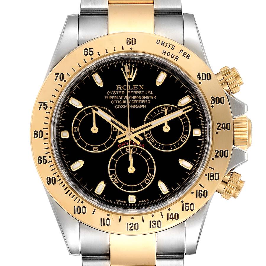 Rolex Daytona Steel Yellow Gold Black Dial Mens Watch 116523 Box Card SwissWatchExpo