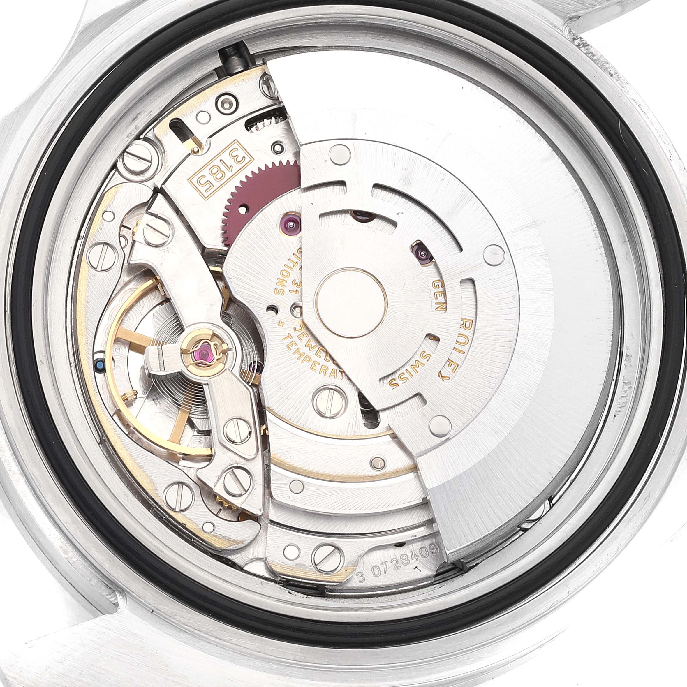 This image shows the detailed internal movement mechanism of the Rolex Explorer 16570 Men
s Stainless Steel Black Dial 16570 Men
s Stainless Steel Black Dial watch.