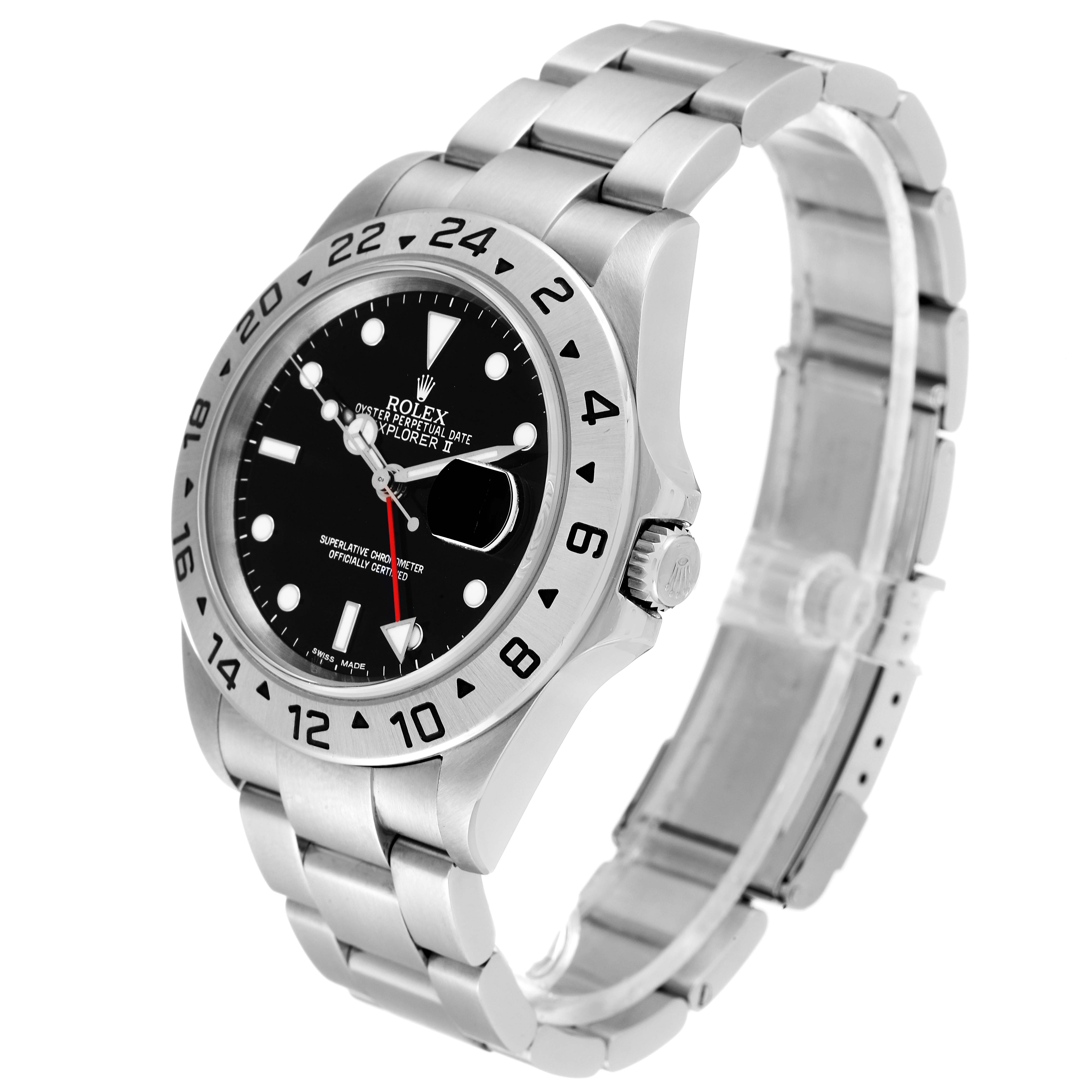 This image shows a Rolex Explorer 16570 Men
s Stainless Steel Black Dial 16570 Men
s Stainless Steel Black Dial model watch at an oblique angle, highlighting the face, bezel, and bracelet.