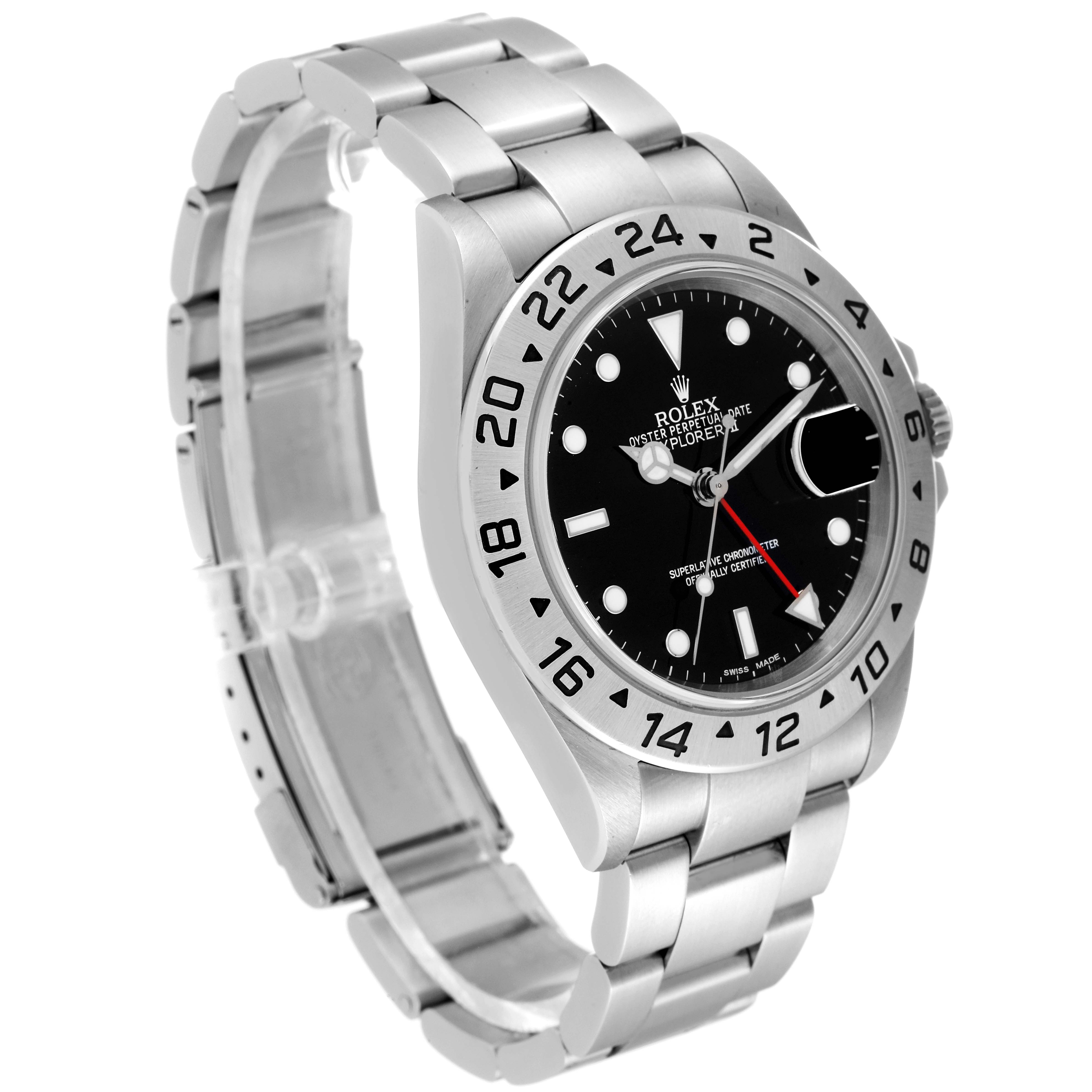 The image shows a Rolex Explorer 16570 Men
s Stainless Steel Black Dial 16570 Men
s Stainless Steel Black Dial watch at a three-quarter angle, highlighting the bezel, dial, and bracelet.