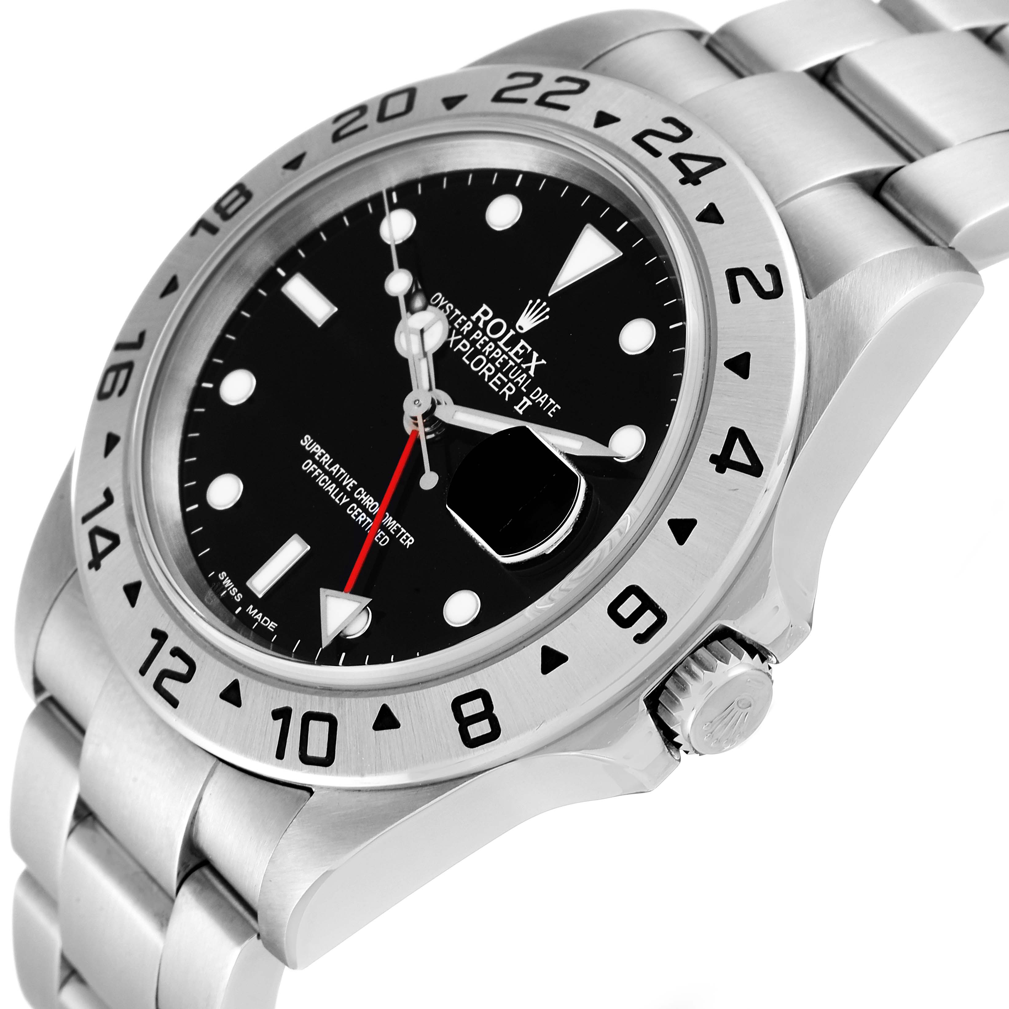 This Rolex Explorer 16570 Men
s Stainless Steel Black Dial 16570 Men
s Stainless Steel Black Dial watch is shown at a slight angle, highlighting the bezel, dial, crown, and part of the bracelet.