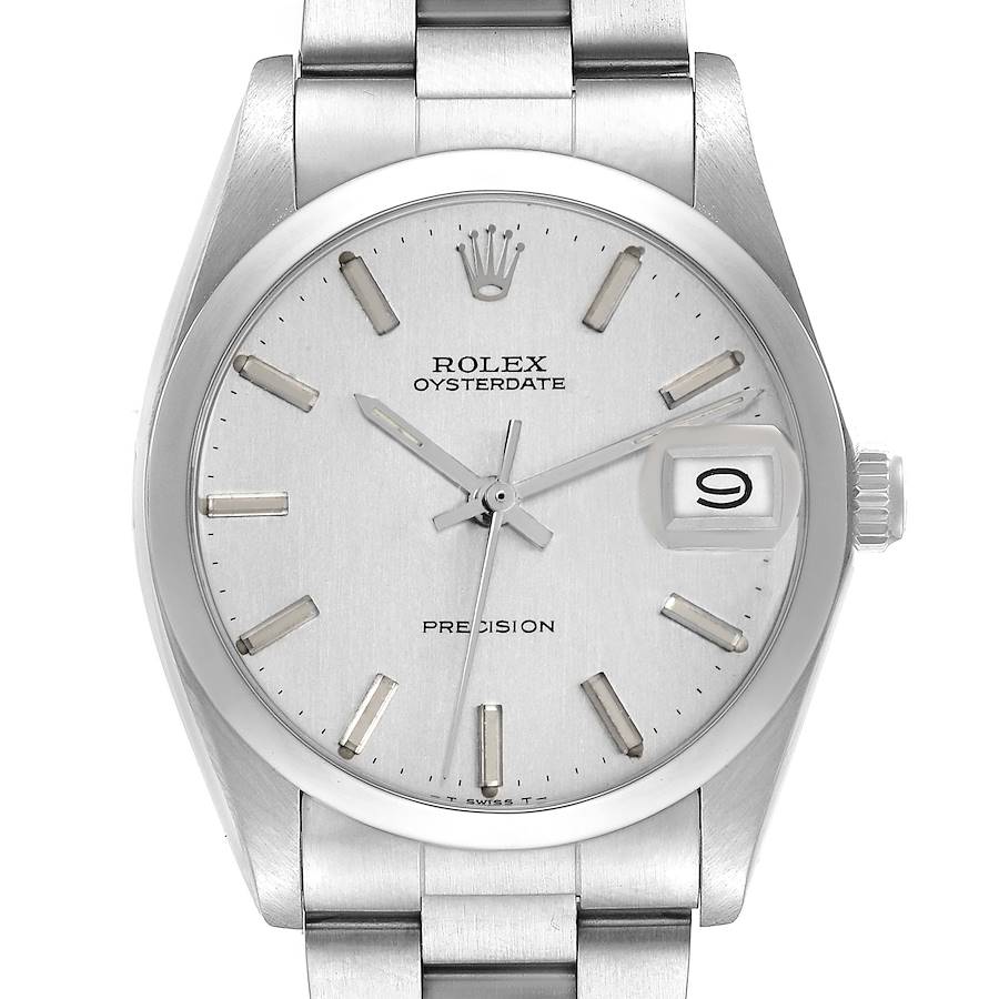 The Rolex Vintage Collection model 6694 men's watch is shown from a front angle, highlighting the dial, hands, bezel, date window, and part of the bracelet.