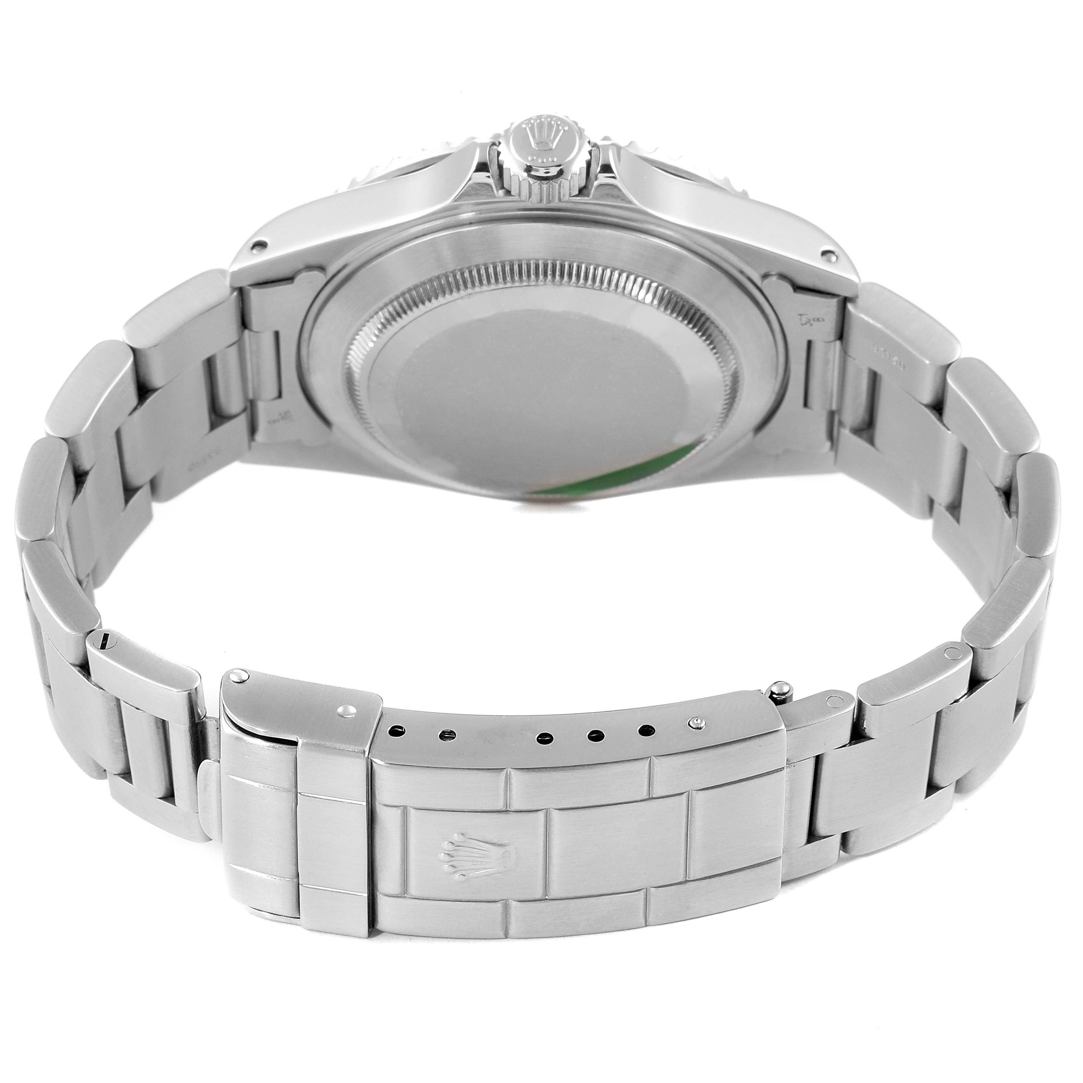 This image shows the back and clasp of a Rolex Submariner 14060M Men
s Stainless Steel Black Dial 14060M Men
s Stainless Steel Black Dial watch from a rear angle.