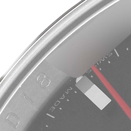 The image shows a close-up of the dial, indicator, and part of the bezel of the Rolex Turn-o-Graph 116264 Men's Stainless Steel Black Dial 116264 Men's Stainless Steel Black Dial watch.