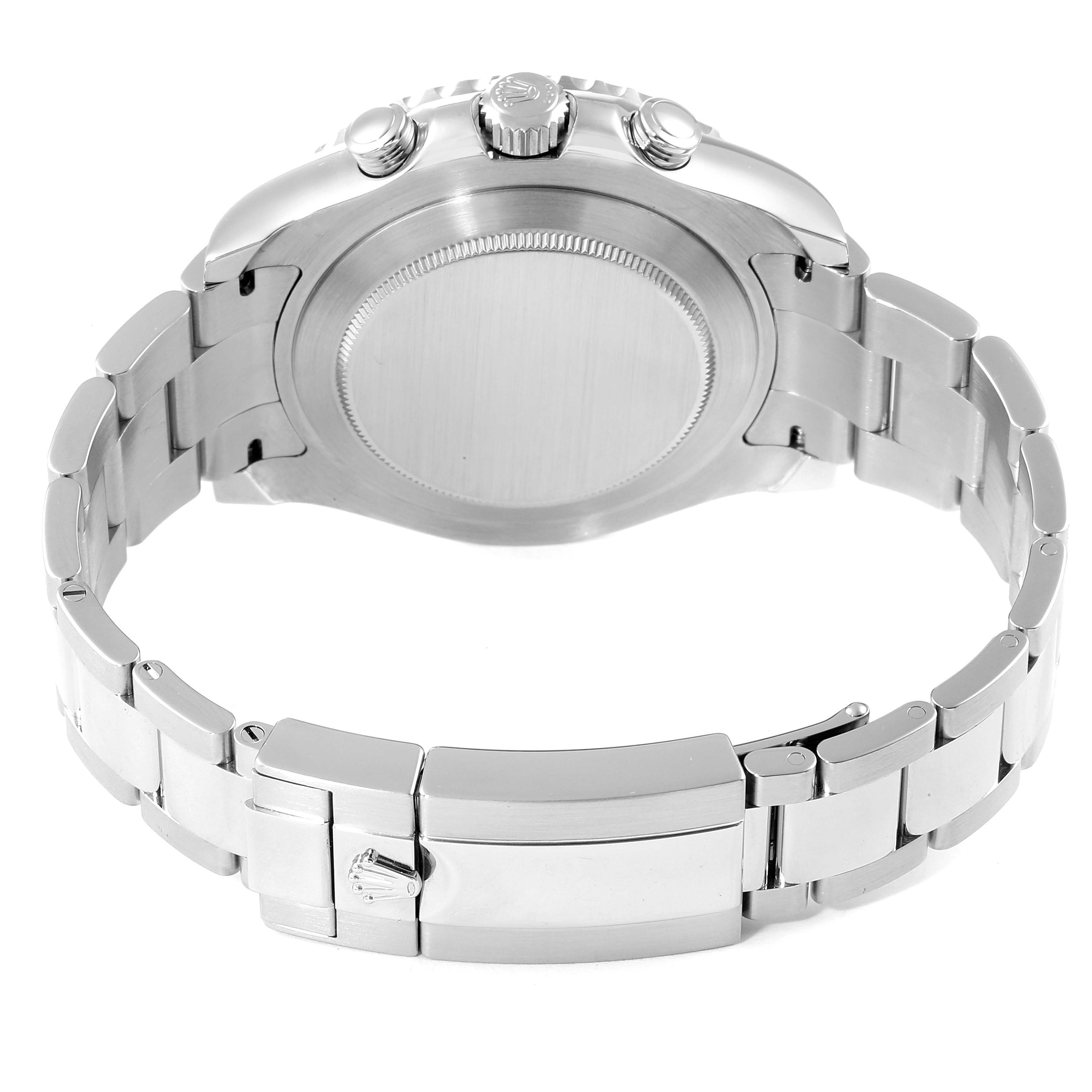 The image shows the back case and bracelet clasp of a Rolex Yacht-Master 116680 Men
s Stainless Steel White Dial 116680 Men
s Stainless Steel White Dial watch.