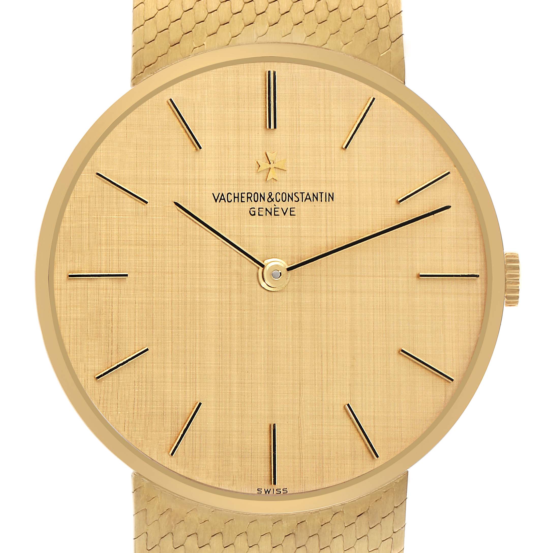 The Vacheron Constantin Vintage model BA31003 men
s watch is shown from the front, highlighting the dial, hands, crown, and part of the bracelet.