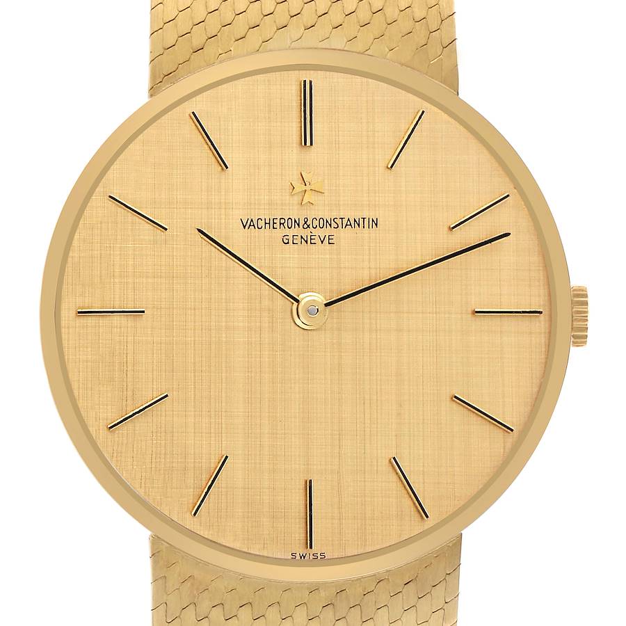 The Vacheron Constantin Vintage model BA31003 men's watch is shown from the front, highlighting the dial, hands, crown, and part of the bracelet.