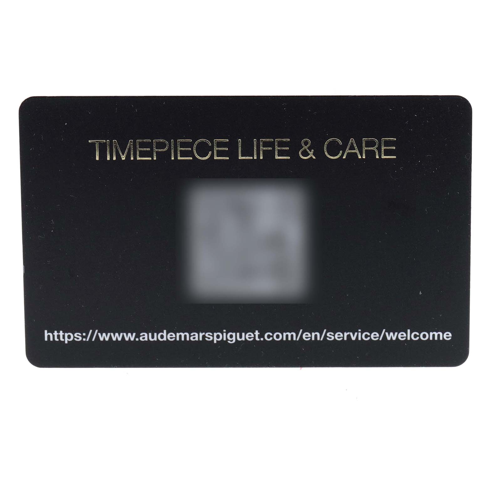 The image shows a "Timepiece Life 
Care" card for the Royal Oak model by Audemars Piguet.