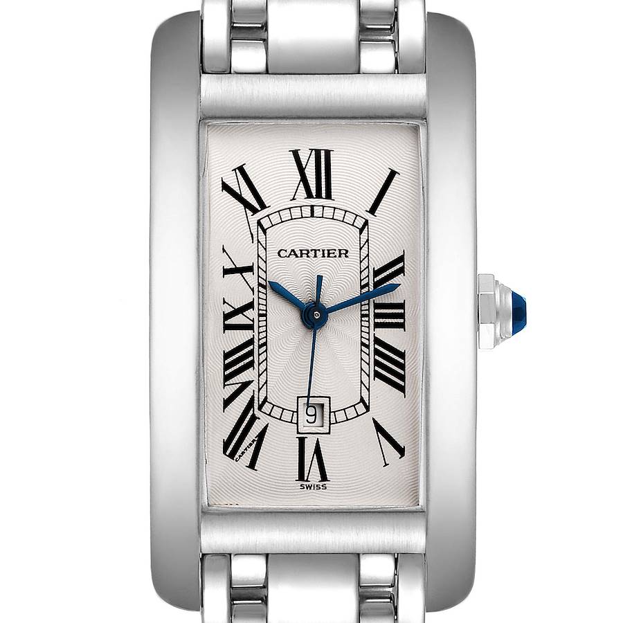 Cartier Tank Americaine Midsize White Gold Automatic Ladies Watch W26036L1 SwissWatchExpo
