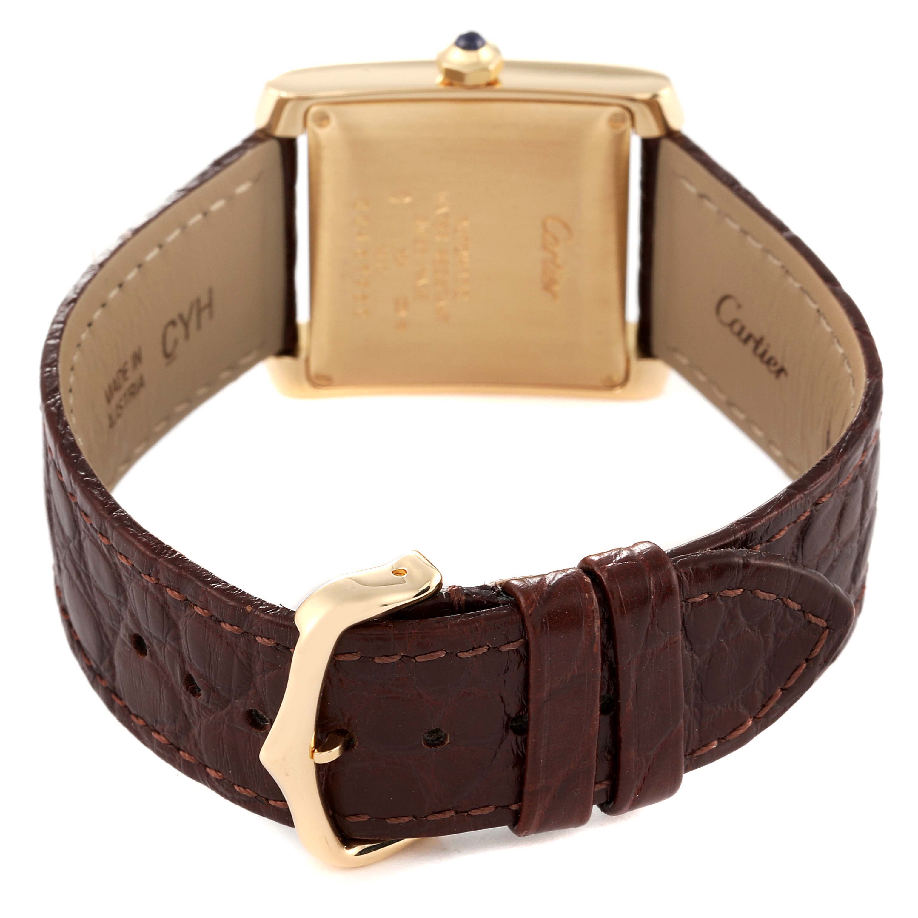 Cartier Tank Francaise Large Yellow Gold Brown Strap Mens Watch ...