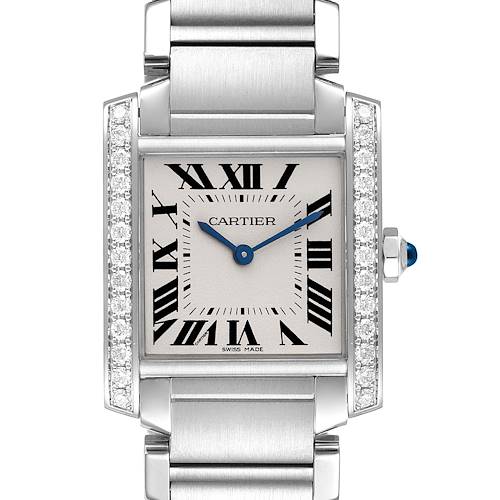 Photo of Cartier Tank Francaise Midsize Diamond Steel Ladies Watch W4TA0009 Box Card