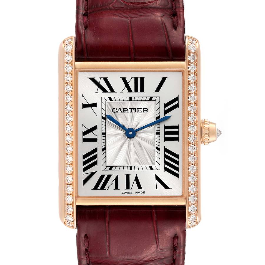 Purchase Louis Cartier Tank watch, Small size, mechanical manual movement,  rose gold, leather