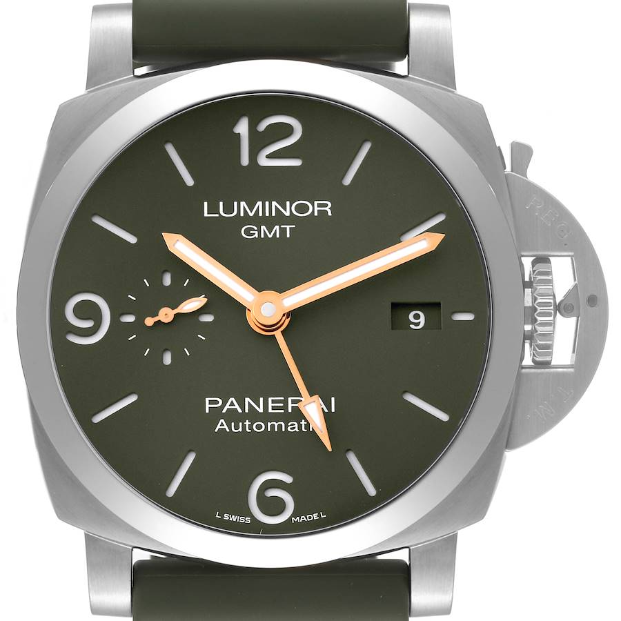 Panerai Luminor 1950 GMT Green Dial MS Dhoni Edition Watch PAM01056 Box Card SwissWatchExpo