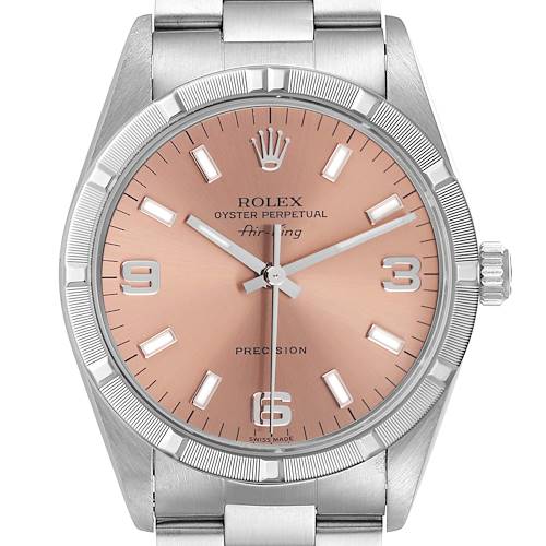 Photo of Rolex Air King 34 Salmon Dial Steel Mens Watch 14010 Box Papers