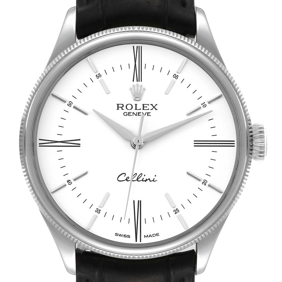 Rolex Cellini Time White Gold Dial Automatic Mens Watch 50509 Box Card SwissWatchExpo