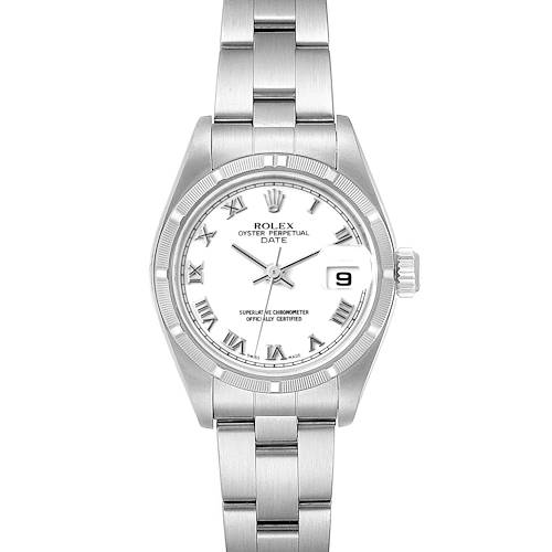 Photo of Rolex Date White Roman Dial Oyster Bracelet Steel Ladies Watch 79190