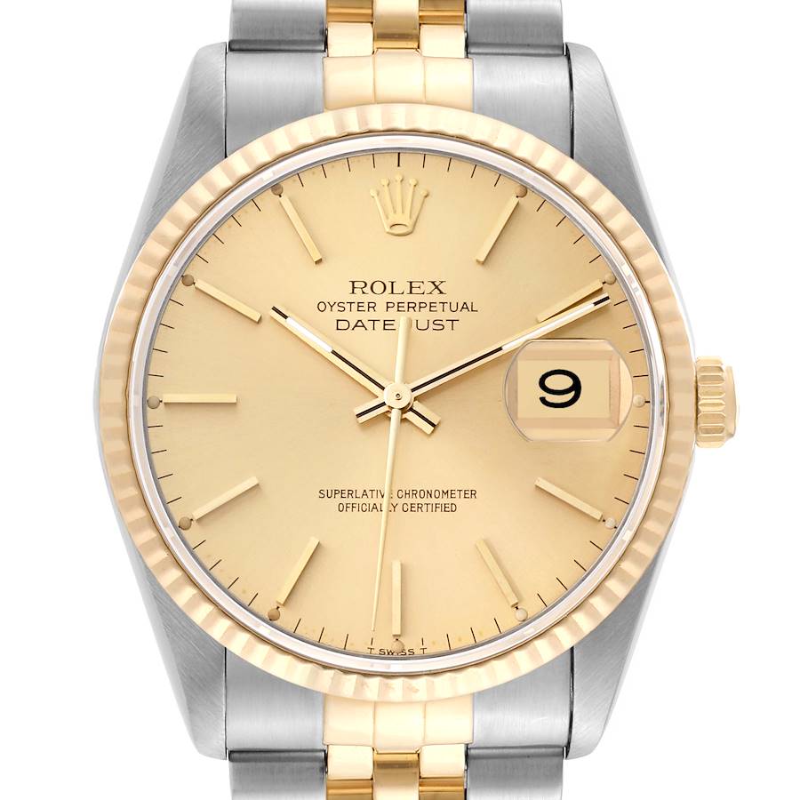 Rolex Datejust 36 Steel Yellow Gold Champagne Dial Mens Watch 16233 SwissWatchExpo