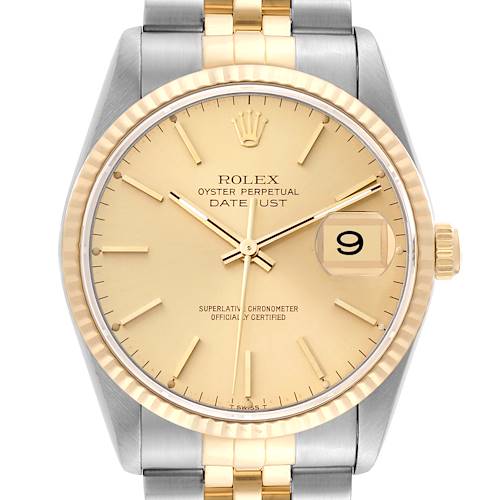 Photo of Rolex Datejust 36 Steel Yellow Gold Champagne Dial Mens Watch 16233