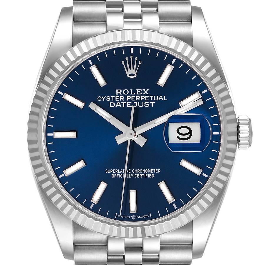 Rolex Datejust Steel White Gold Blue Dial Mens Watch 126234 Box Card SwissWatchExpo