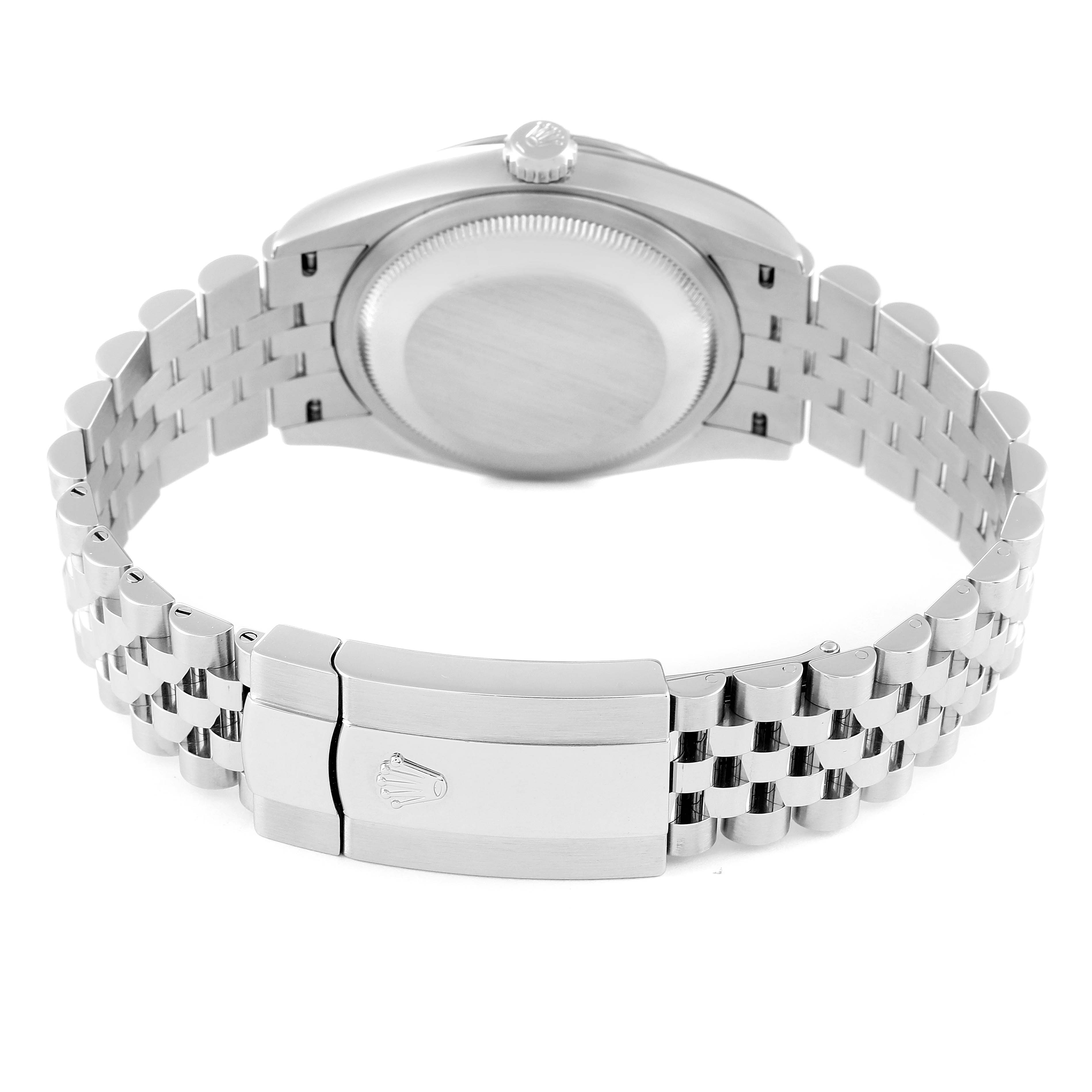 This image shows the back view of the Rolex Datejust 126234 Men's Steel and Gold (two tone)  126234 Men's Steel and Gold (two tone)  watch, focusing on the case back and bracelet clasp.