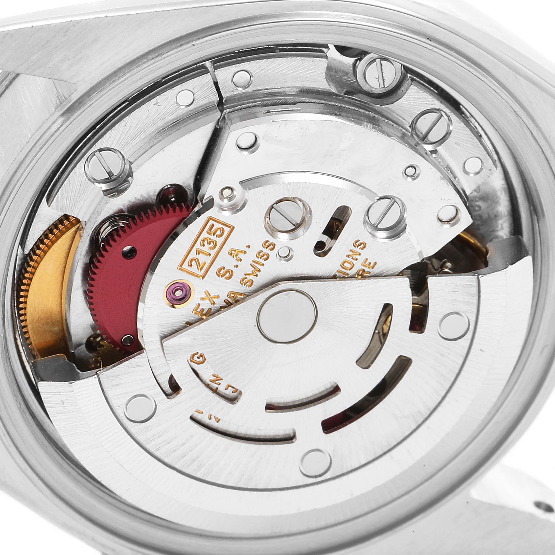 The image shows the internal mechanical movement of a Rolex Datejust 69174 Women
s Stainless Steel Silver Dial 69174 Women
s Stainless Steel Silver Dial watch, viewed from the back.