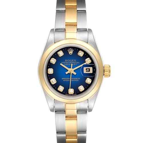 Photo of Rolex Datejust Steel Yellow Gold Blue Vignette Diamond Dial Ladies Watch 69163