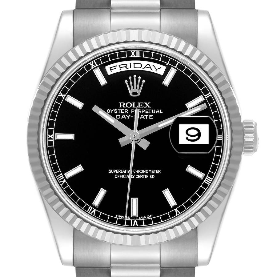 Rolex Day Date President White Gold Black Dial Mens Watch 118239 Box Card SwissWatchExpo