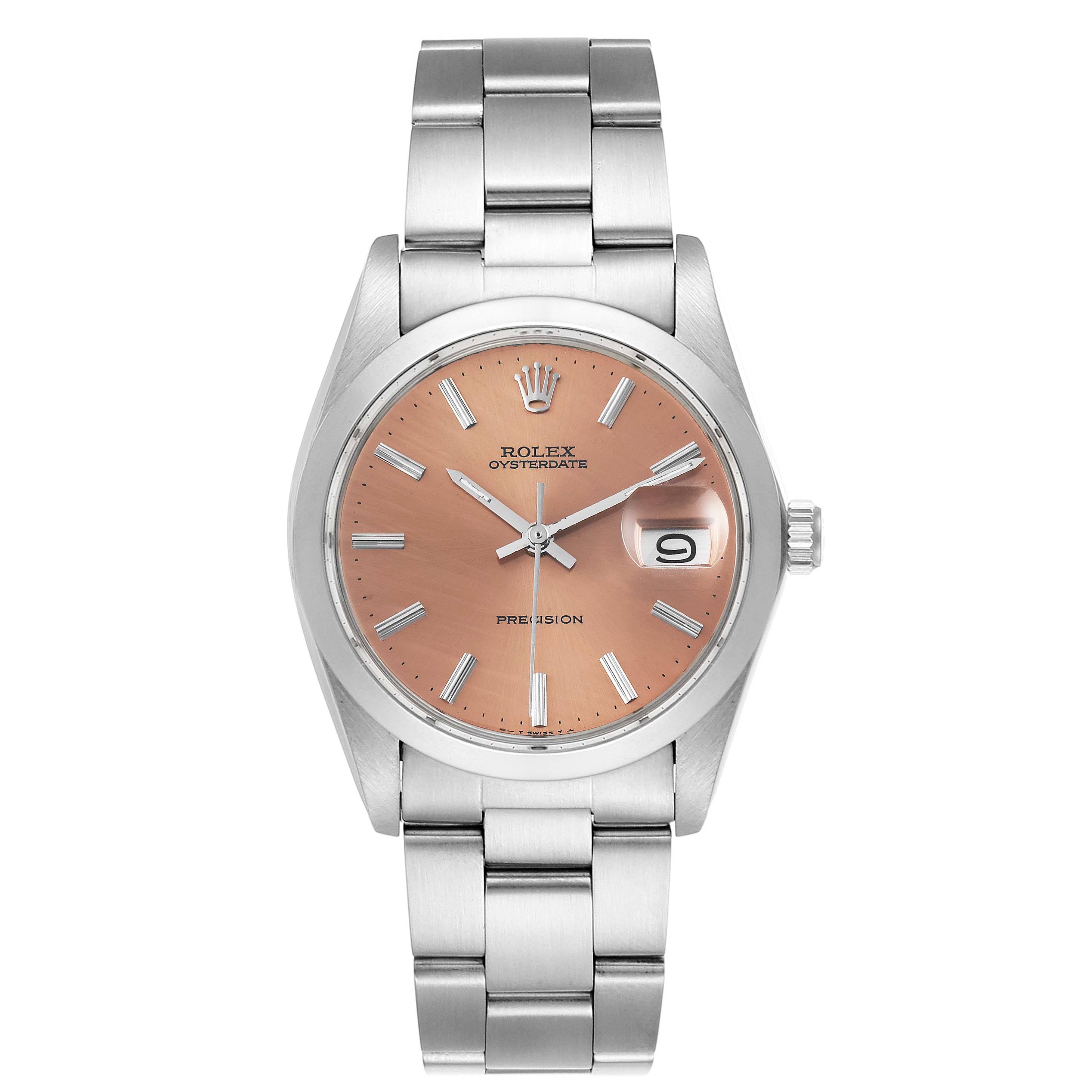 The Rolex Vintage Collection 6694 Men's Stainless Steel Brown Dial 6694 Men's Stainless Steel Brown Dial watch is shown from a front angle, displaying its face, bezel, crown, and bracelet.
