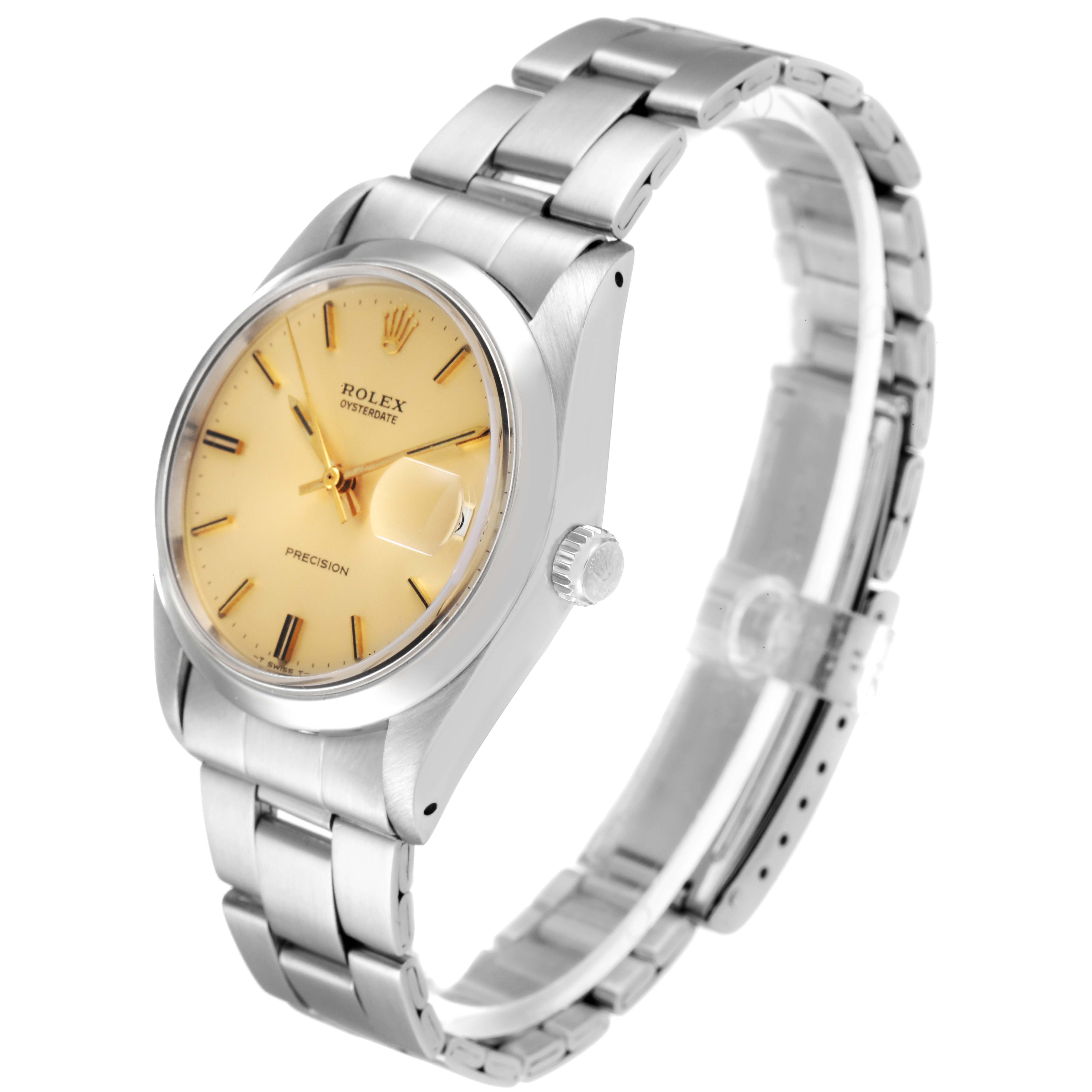 The Vintage Collection Rolex watch is shown at a diagonal angle, highlighting the face, bezel, crown, and bracelet.