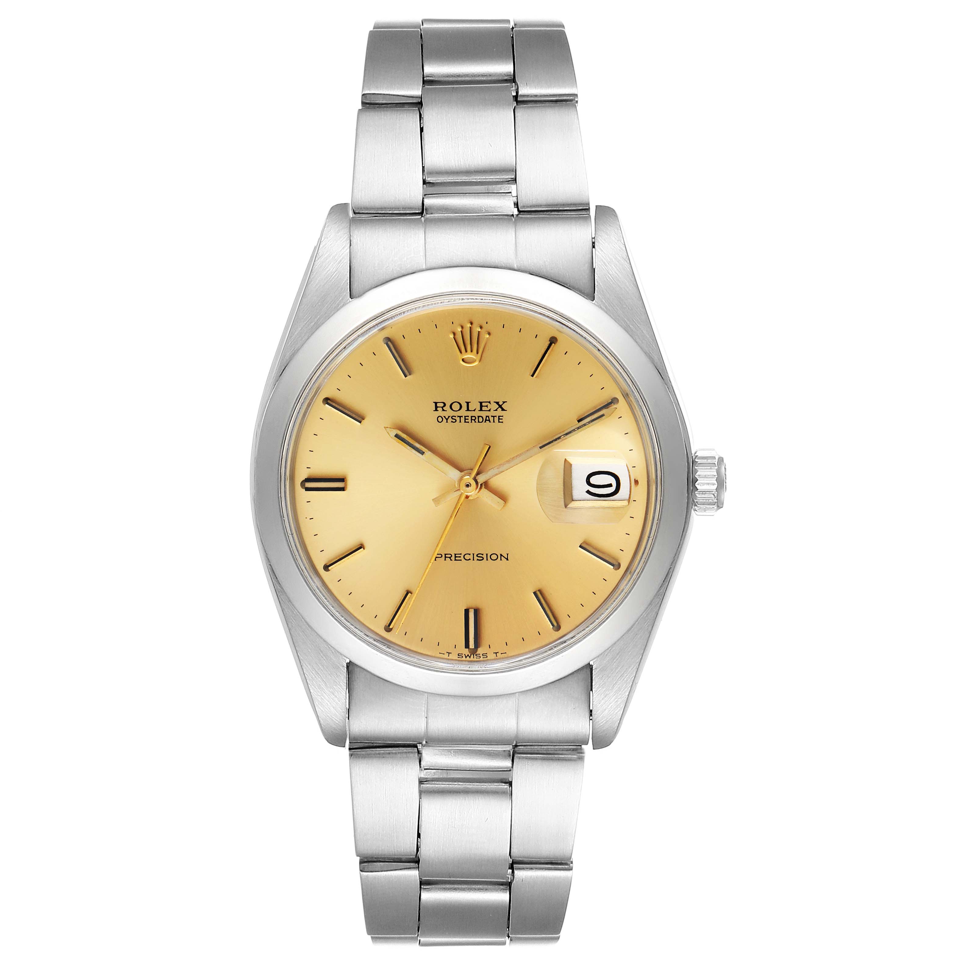This image shows a front view of a Rolex Vintage Collection 6694 Men's Stainless Steel Champagne Dial 6694 Men's Stainless Steel Champagne Dial watch, highlighting its face, dial, and bracelet.