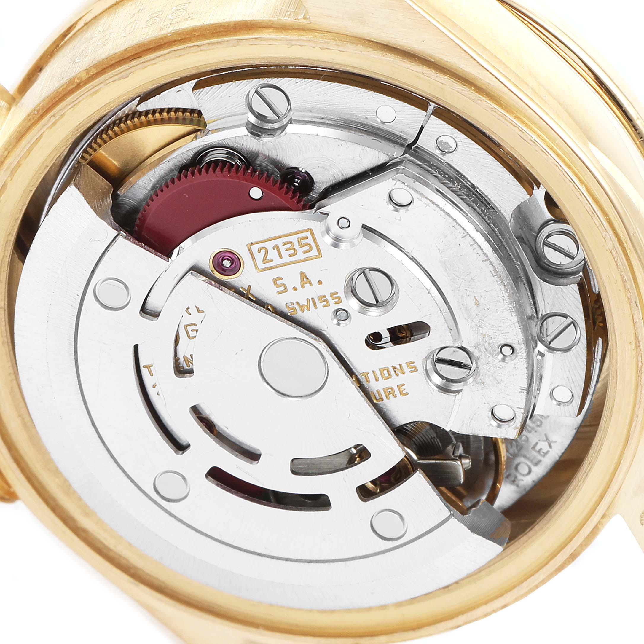 This image shows the internal mechanism of a Rolex President 69088 Women's Yellow Gold Blue Dial 69088 Women's Yellow Gold Blue Dial model watch, including gears and screws, viewed from the back.