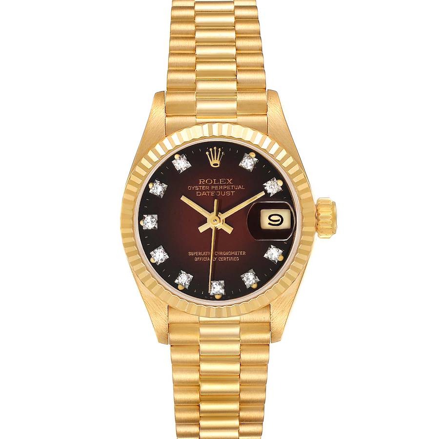 Rolex President Yellow Gold Vignette Diamond Dial Ladies Watch 69178 SwissWatchExpo