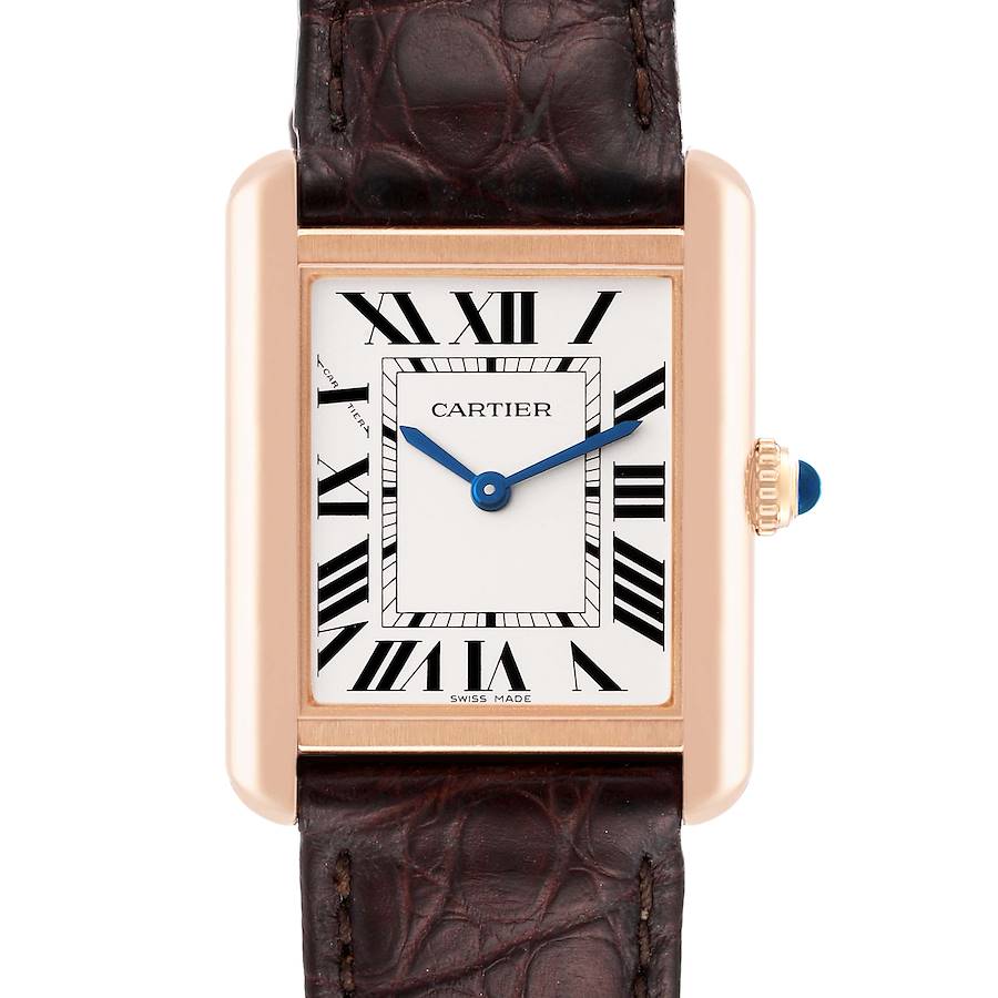 Cartier Tank Solo Rose Gold Steel Brown Dial Ladies Watch W5200024 Box Card SwissWatchExpo