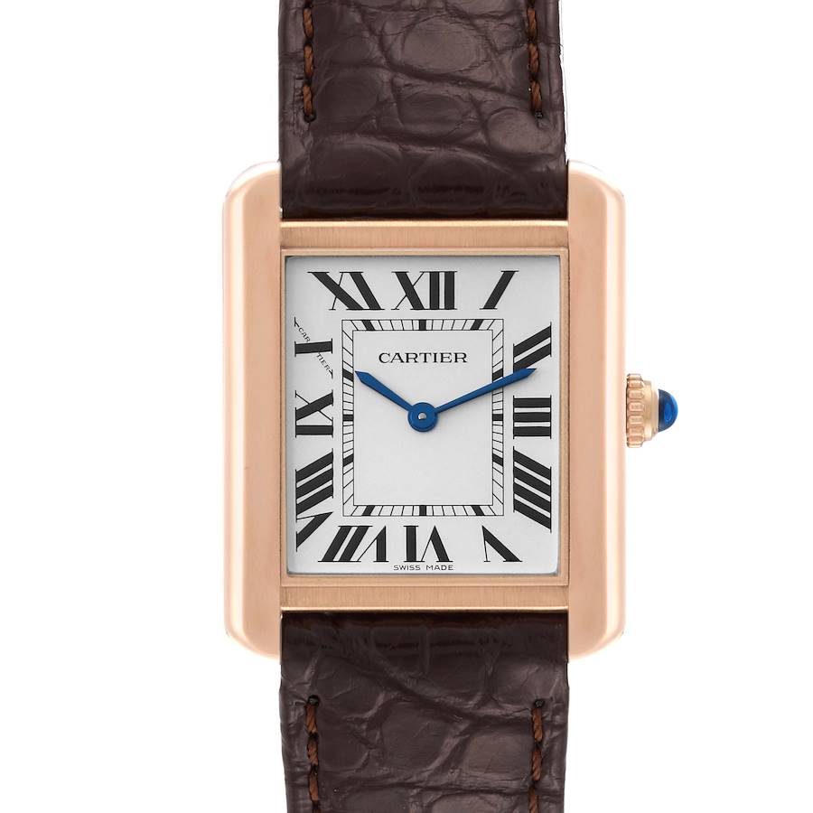 Cartier Tank Solo Rose Gold Steel Brown Dial Ladies Watch W5200024 Card SwissWatchExpo