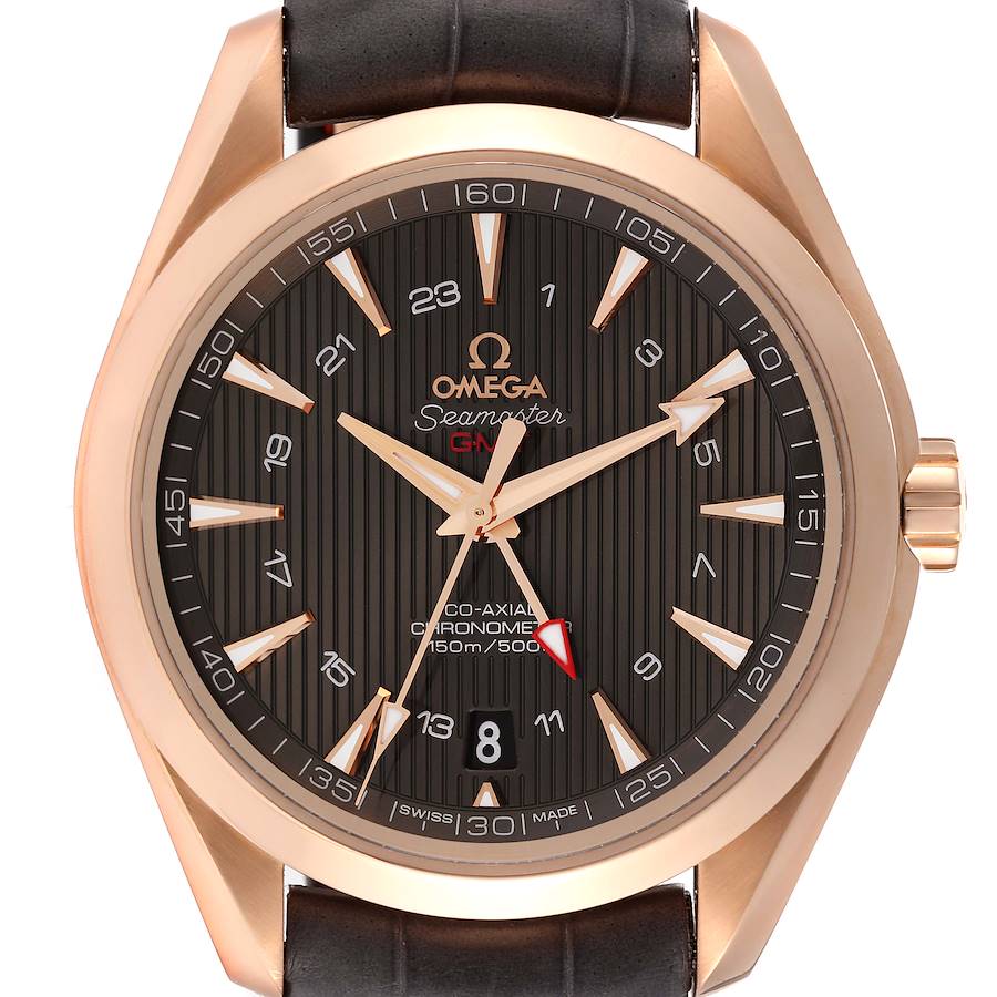 Omega Seamaster Aqua Terra GMT Rose Gold Watch 231.53.43.22.06.002 Box Card SwissWatchExpo