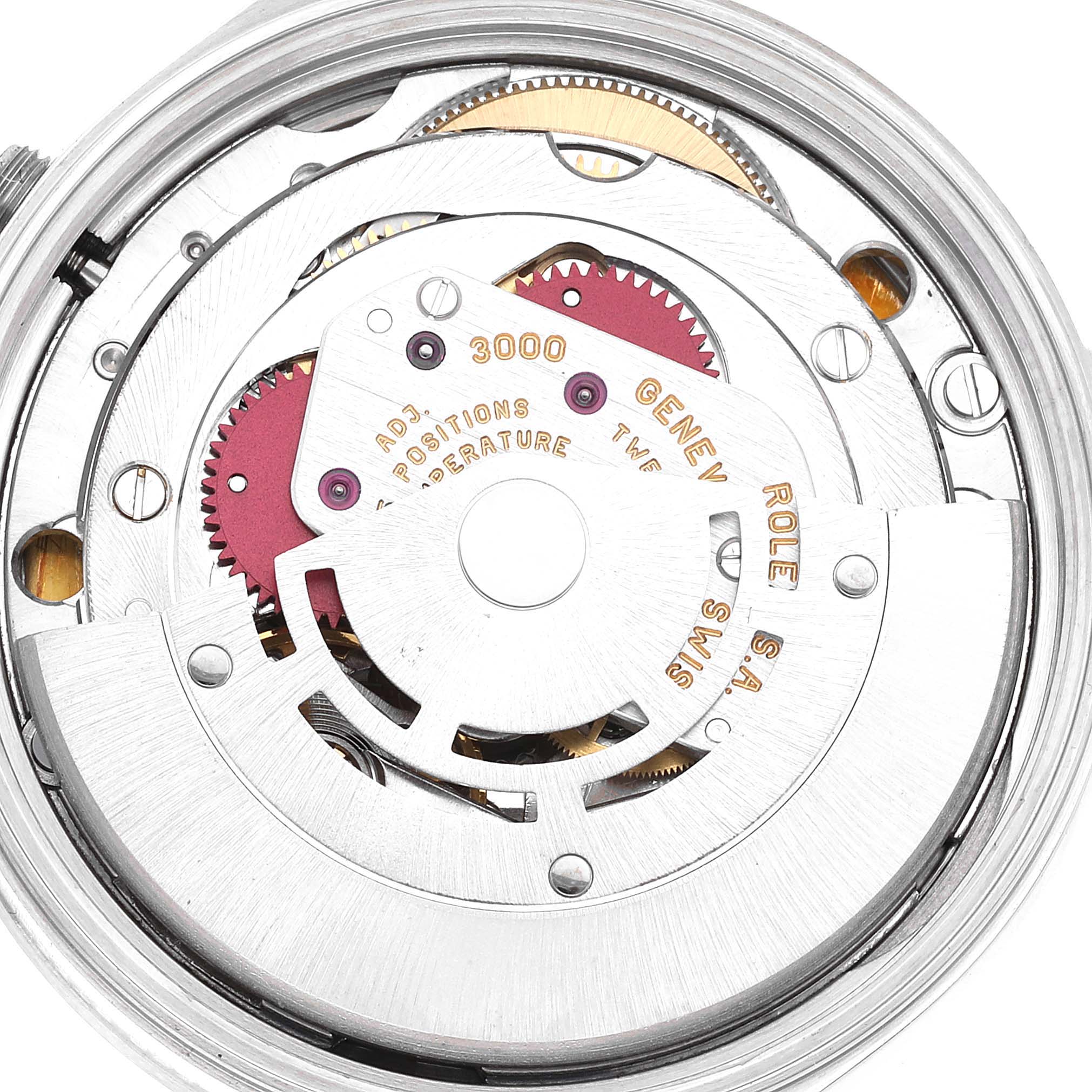 The image shows the detailed internal movement mechanism of a Rolex Air-King 14000 Men's Stainless Steel Blue Dial 14000 Men's Stainless Steel Blue Dial watch.