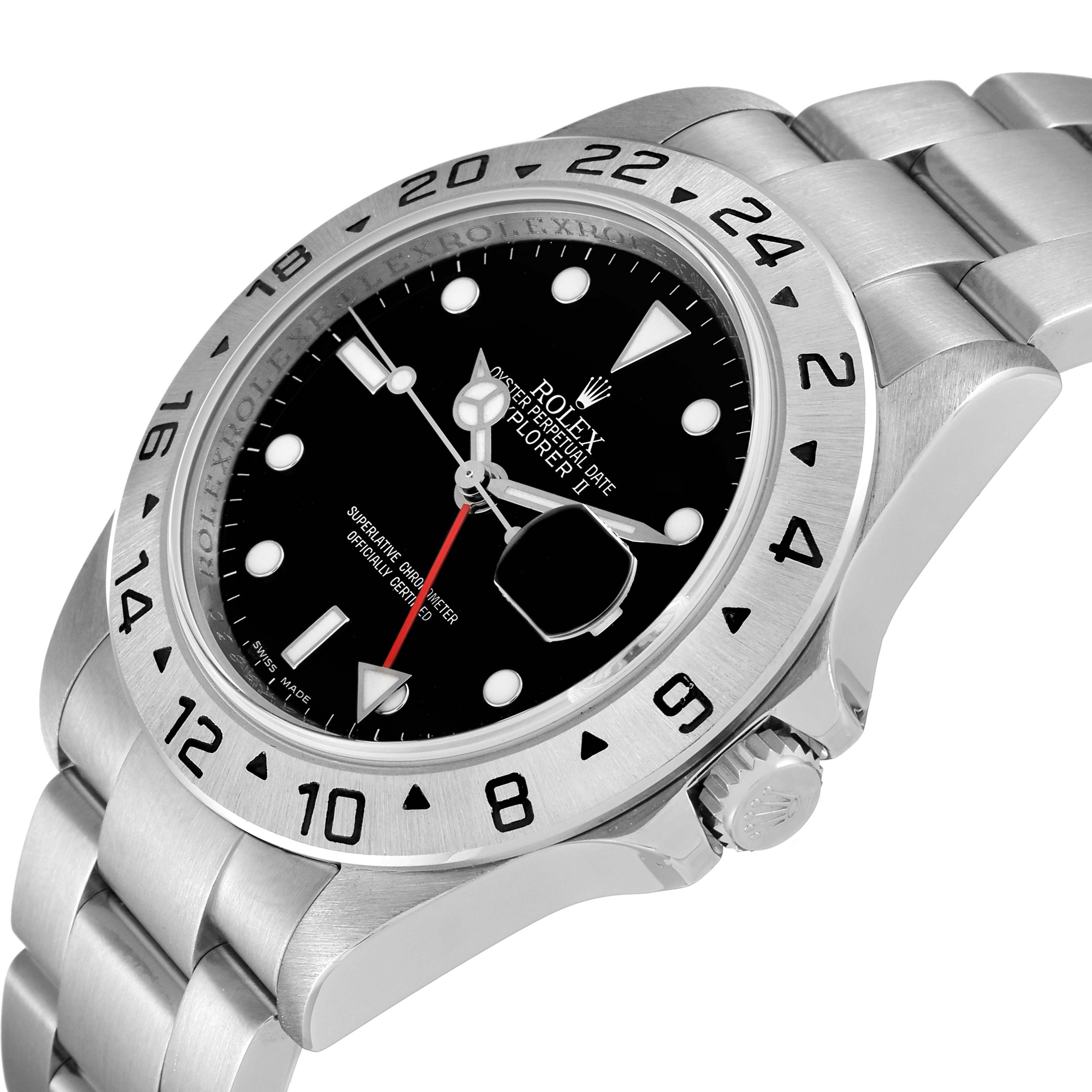 The Rolex Explorer 16570 Men's Stainless Steel Black Dial 16570 Men's Stainless Steel Black Dial watch is shown from an angled side view, capturing the face, bezel, crown, and part of the bracelet.