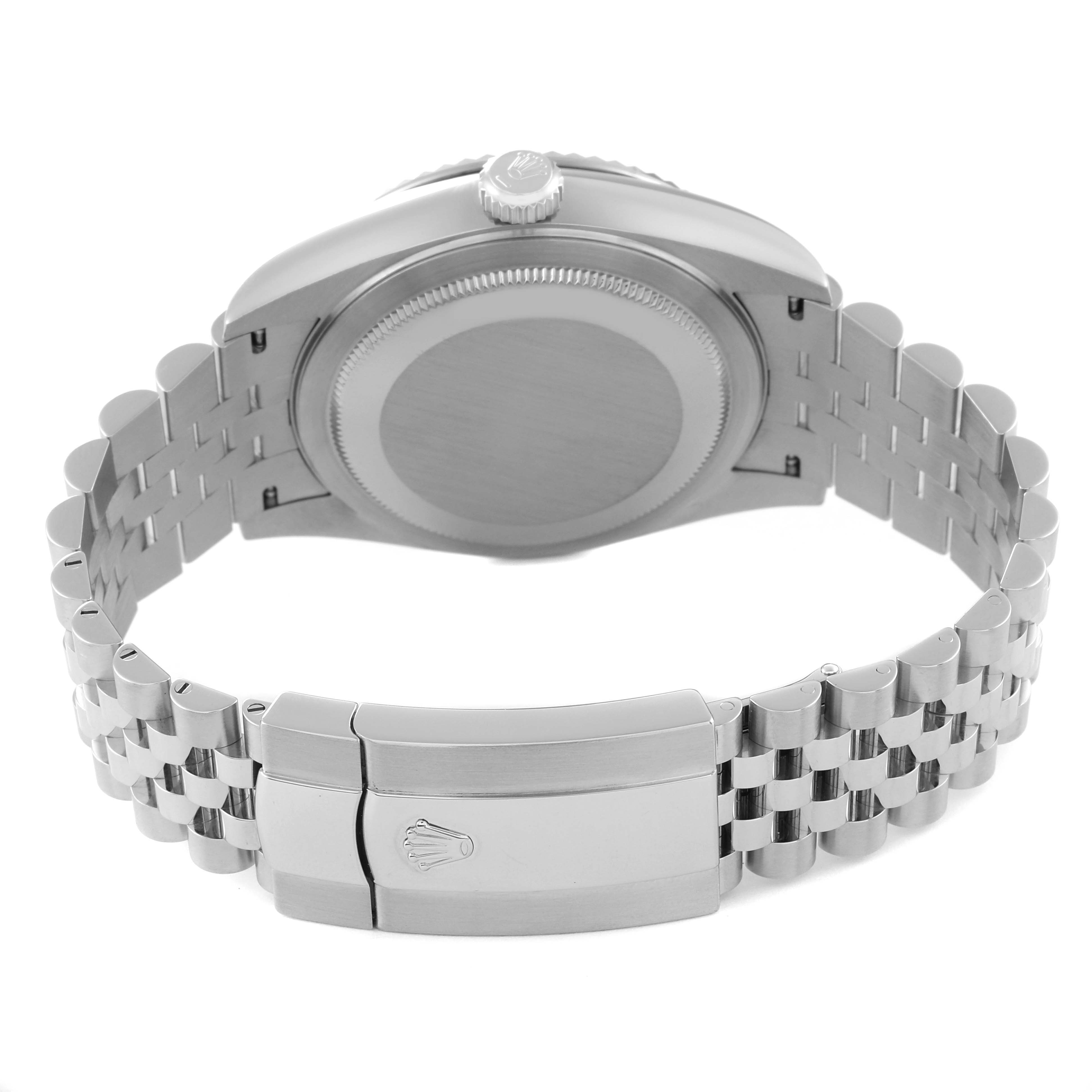 The image shows the case back and bracelet of a Rolex Sky-Dweller 326934 Men
s Stainless Steel Blue Dial 326934 Men
s Stainless Steel Blue Dial watch, viewed from the rear.