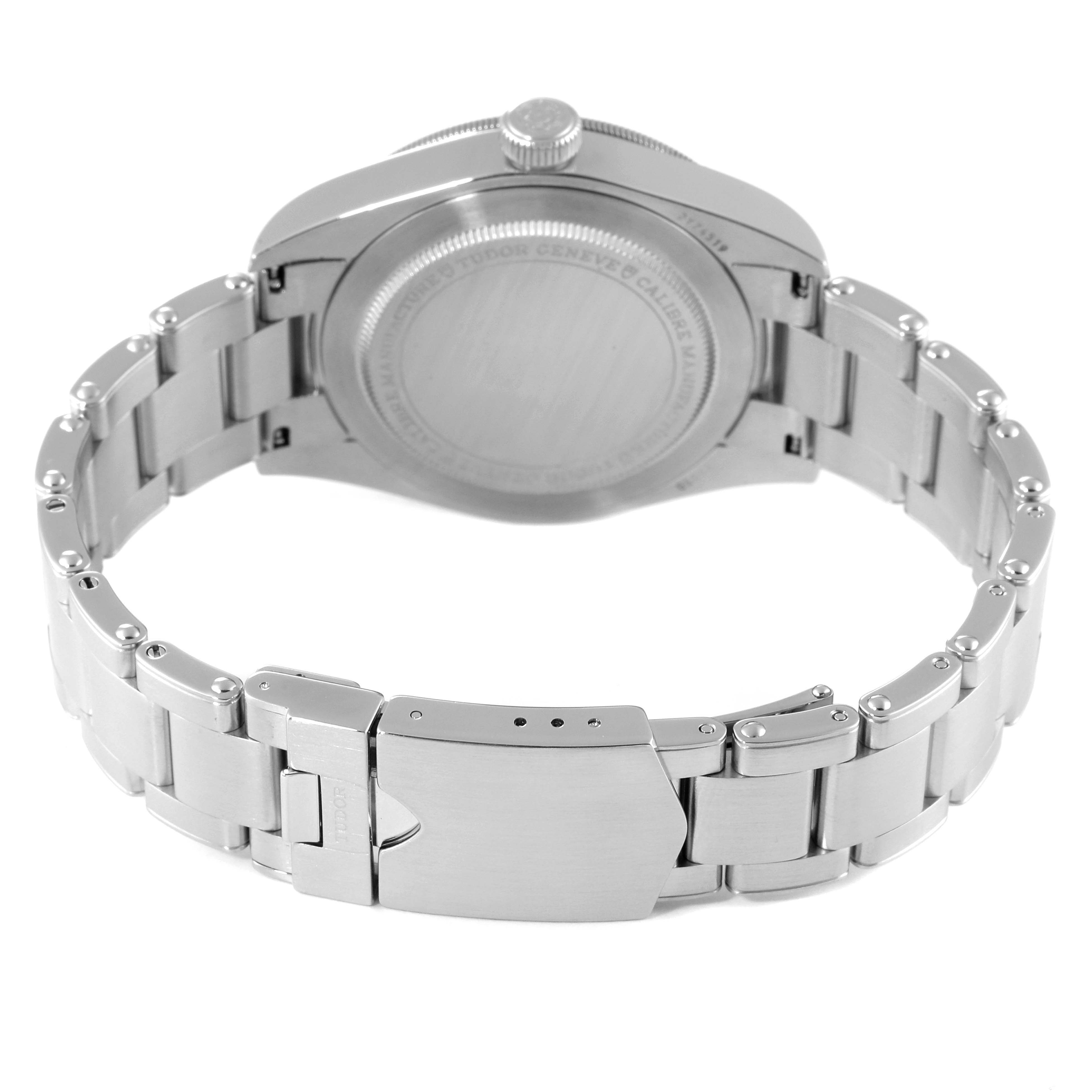 The image shows the back side and bracelet clasp of the Tudor Heritage Black Bay 79030N Men
s Stainless Steel Black Dial 79030N Men
s Stainless Steel Black Dial watch.