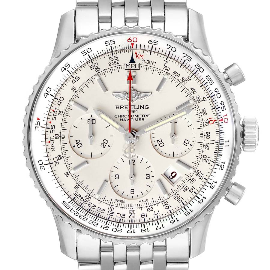 Breitling Navitimer 01 Limited Edition Silver Dial Steel Mens Watch AB0123 SwissWatchExpo