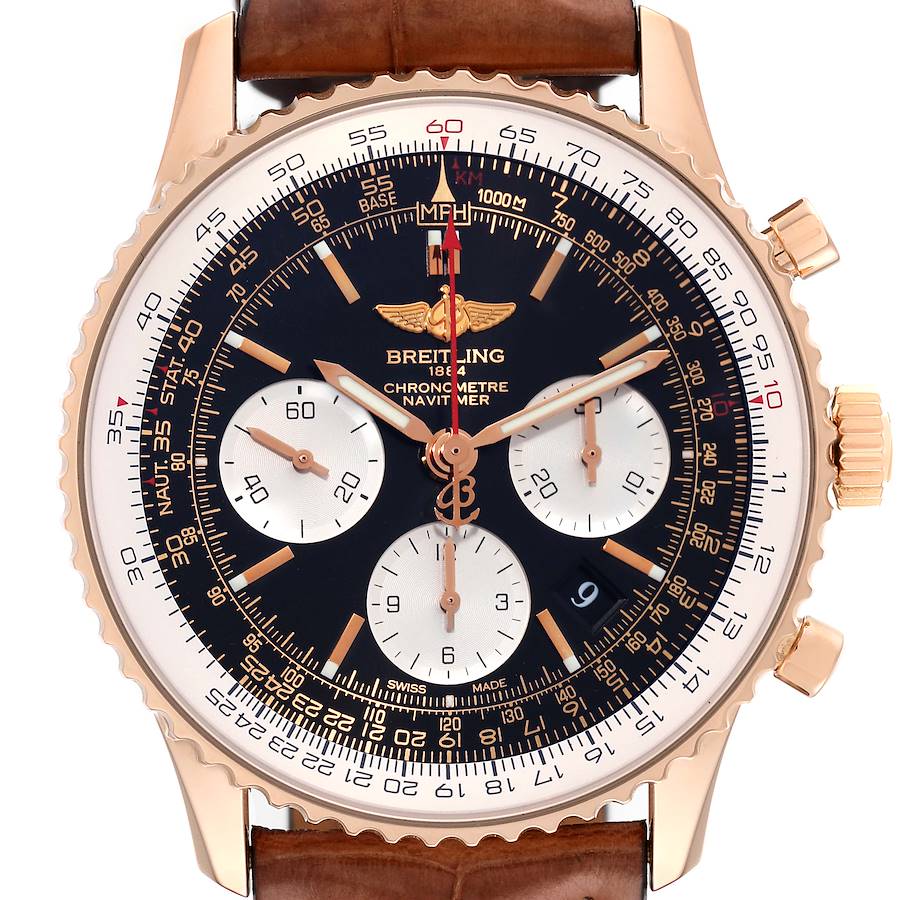 Breitling Navitimer 01 Rose Gold Black Dial Mens Watch RB0120 SwissWatchExpo