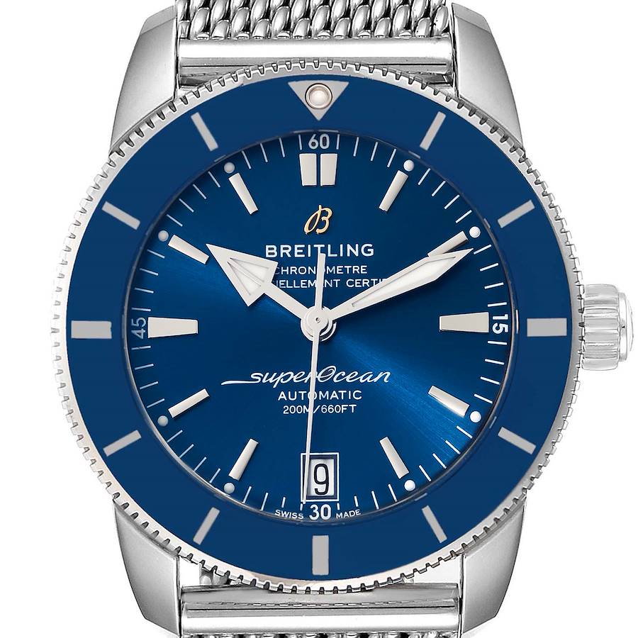 Breitling Superocean Heritage II 42 Blue Dial Steel Watch AB2010 Box Card SwissWatchExpo